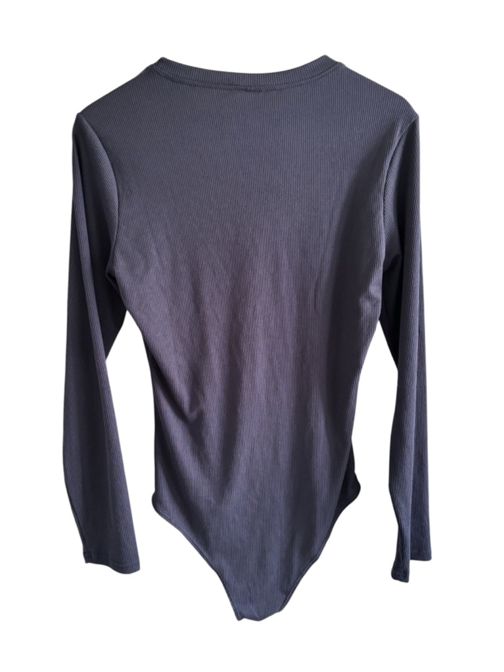 Real Essentials Navy Ribbed Bodysuit Long Sleeve Minimalist Capsule Basic Large - Picture 6 of 16